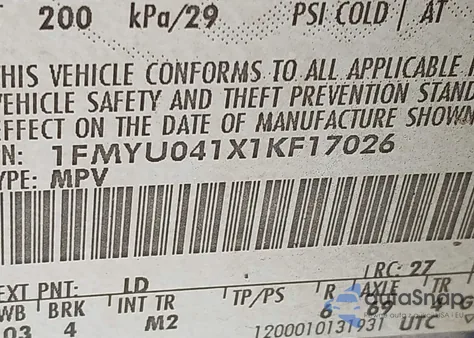 2001 Ford Escape Xlt из США, поврежденный, VIN 1FMYU041X1KF17026